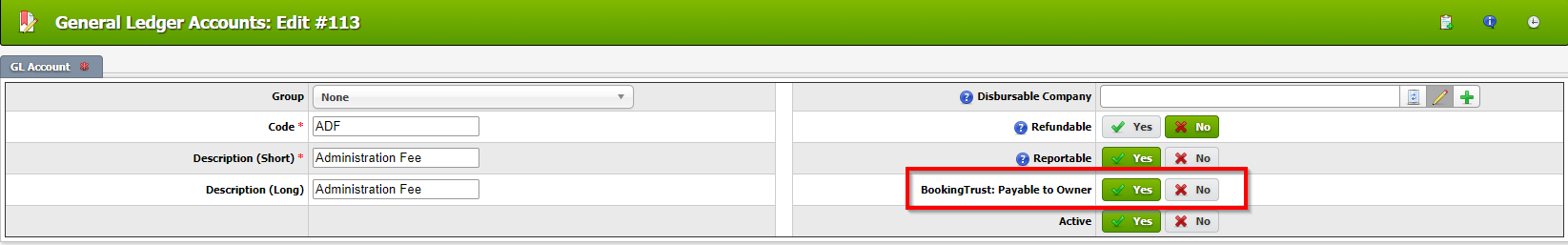BookingTrust Payable to Owner Yes and No options