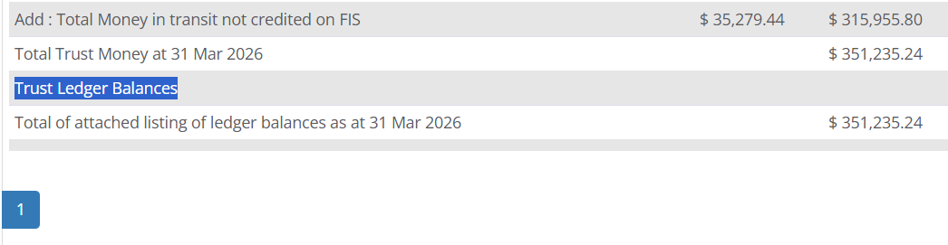 Balance summary at the bottom of the 3-Way Report.
