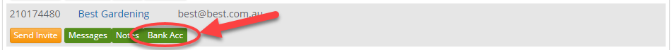 Existing service provider with Bank Acc button